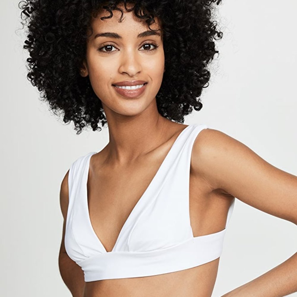 Vitamin A Magnolia V Neck Bikini Top in White (S)
